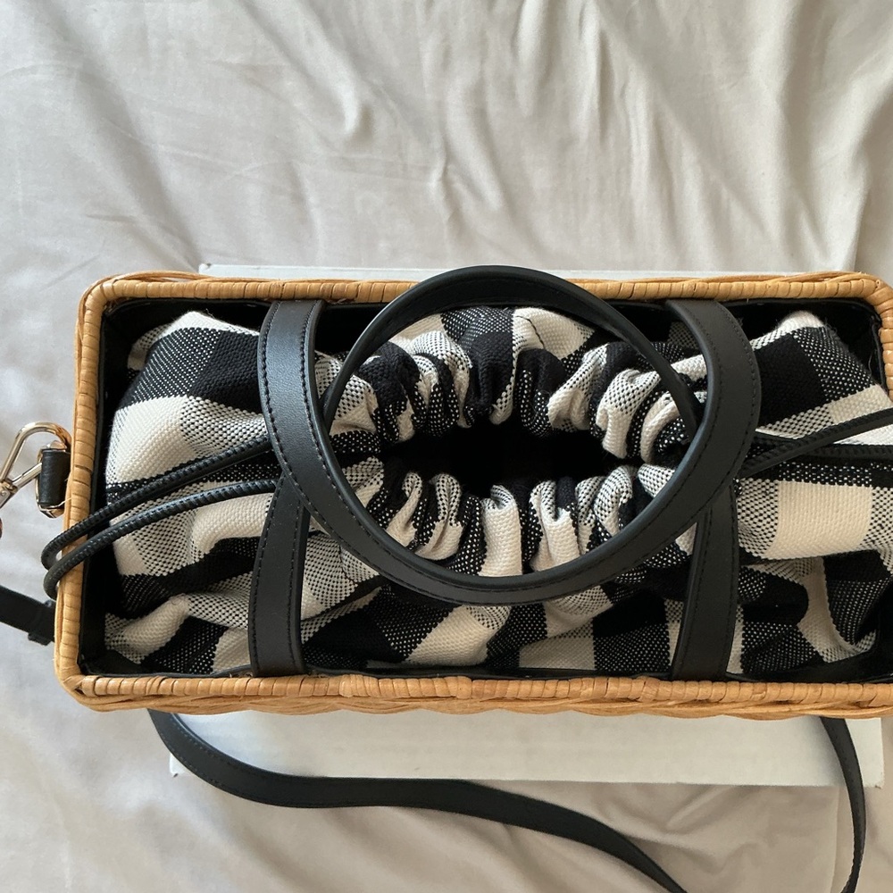 Kate Spade Sam Gingham Wicker Medium Satchel - Picture 6 of 10